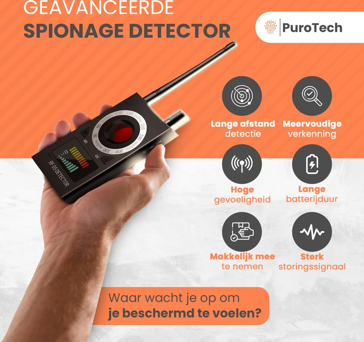 PuroTech Signaaldetector - Detectieapparaat - RF Bug Finder - Anti Afluisterapparatuur - Anti Spy Detector - Spy Cam - GPS Tracker - Verborgen Camera - Device Finder 3 PuroTech Signaaldetector - Detectieapparaat - RF Bug Finder - Anti Afluisterapparatuur - Anti Spy Detector - Spy Cam - GPS Tracker - Verborgen Camera - Device Finder - Afbeelding 3