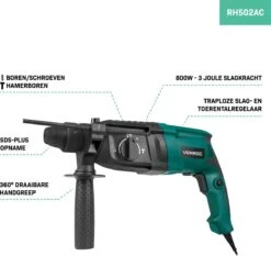VONROC Boorhamer 800W – 3 Joule – SDS Plus – 4 Functies – Incl. Tandkransboorkop En Accessoires -Makita || Merkloos || Stanley Verkoopwinkel 1200x1131 4