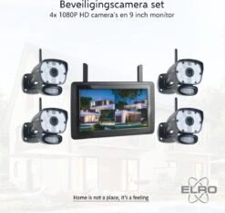 ELRO CZ60RIPS-4 Draadloze 1080P HD Complete Beveiligingscamera Set - Met 4 Camera's, 9 Inch Monitor En Gratis App - Color Night Vision - Opnemen Bij Beweging -Makita || Merkloos || Stanley Verkoopwinkel 1200x1132 16