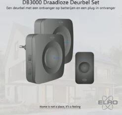 ELRO DB3000 Draadloze Deurbel Set – Met 1x Ontvanger Op Batterij + 1x Plug-in Ontvanger - Bereik 300 Meter - IP65 Waterdicht - 64 Melodieën - Zwart -Makita || Merkloos || Stanley Verkoopwinkel 1200x1132 22