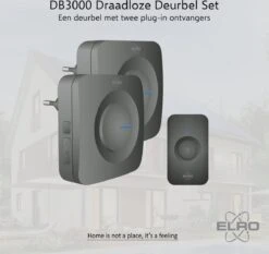 ELRO DB3000 Draadloze Deurbel Set – 2x Plug-in Ontvanger - Bereik 300 Meter - IP65 Waterdicht - 64 Melodieën - Zwart -Makita || Merkloos || Stanley Verkoopwinkel 1200x1132 24