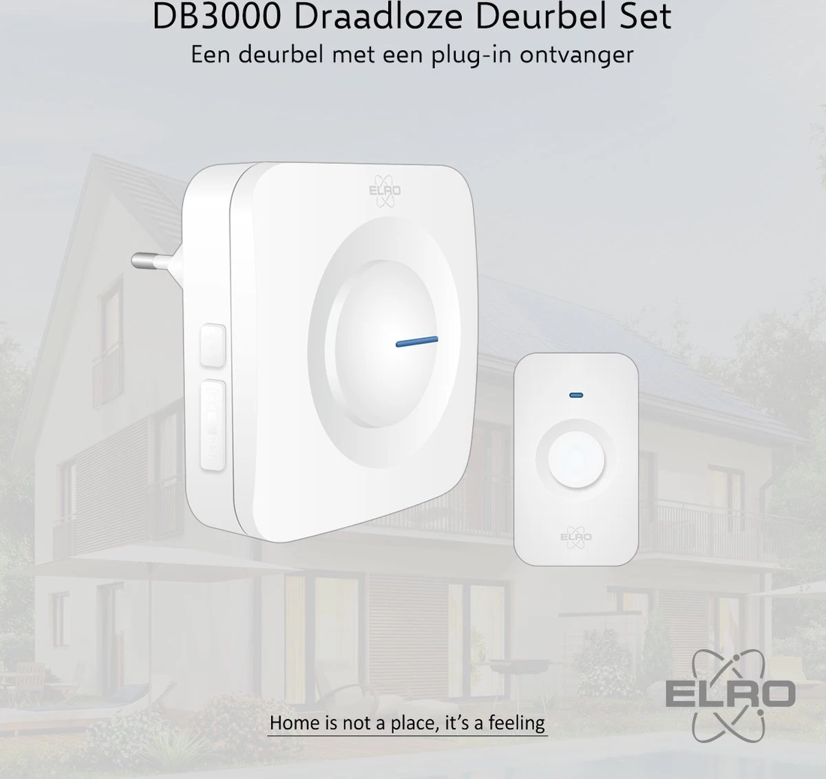 ELRO DB3000 Draadloze Deurbel Set – Plug-in Ontvanger - Bereik 300 Meter - IP65 Waterdicht - 64 Melodieën - Wit 2 ELRO DB3000 Draadloze Deurbel Set – Plug-in Ontvanger - Bereik 300 Meter - IP65 Waterdicht - 64 Melodieën - Wit - Afbeelding 2