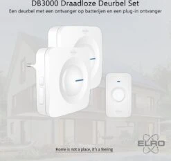 ELRO DB3000 Draadloze Deurbel Set – Met 1x Ontvanger Op Batterij + 1x Plug-in Ontvanger - Bereik 300 Meter - IP65 Waterdicht - 64 Melodieën - Wit -Makita || Merkloos || Stanley Verkoopwinkel 1200x1132 31