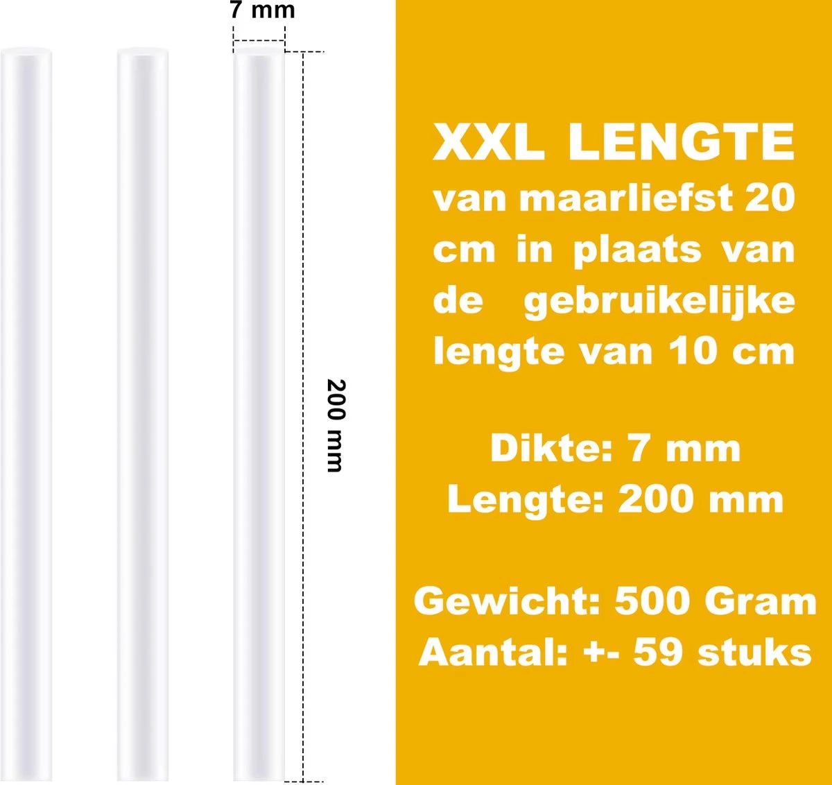 RENALUX - Lijmpistool Vullingen 7 Mm Mega Deal - 2x Zo Veel! Dubbele Lengte Van 20 CM - Lijmpatronen 7 Mm - Lijmsticks 7 Mm - Lijmpistool Patronen - 500 Gram Mega Pack 2 RENALUX - Lijmpistool Vullingen 7 Mm Mega Deal - 2x Zo Veel! Dubbele Lengte Van 20 CM - Lijmpatronen 7 Mm - Lijmsticks 7 Mm - Lijmpistool Patronen - 500 Gram Mega Pack - Afbeelding 2