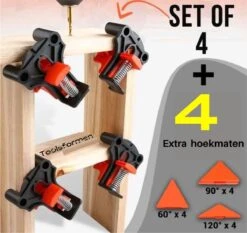 Houtklem Set 4 St 60/90/120 Graden-Lijmklem-Haakse Klemmen-Houtgereedschap-Toolsformen-inclusief 3 Houtboortjes -Makita || Merkloos || Stanley Verkoopwinkel 1200x1133 5