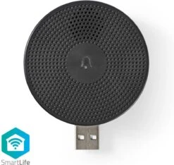 Nedis SmartLife Gong - Wi-Fi - Accessoire Voor: WIFICDP10GY - USB Gevoed - 4 Geluiden - 5 V DC - Instelbaar Volume - Zwart