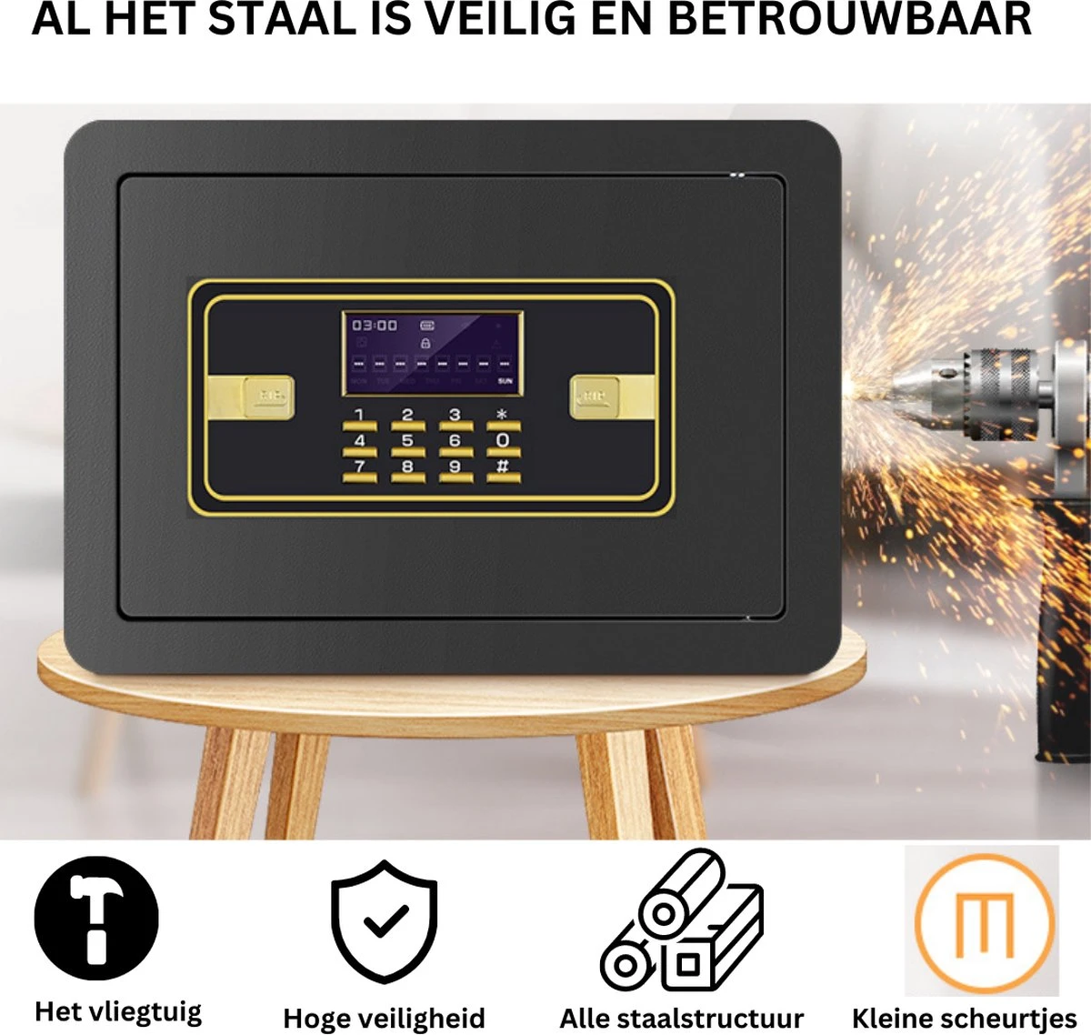 Merkloos Brandwerende Kluis - Anti Diefstal - Brandwerend - Waterdicht - Elektronische Kluis - Waterdichte Portemonnee - Digitale Thuiskluis - Toetsenbord - LED-licht - Externe Batterijbox - Veilig Voor Geld - Sieraden - Documenten - Beveiliging 7 Merkloos Brandwerende Kluis - Anti Diefstal - Brandwerend - Waterdicht - Elektronische Kluis - Waterdichte Portemonnee - Digitale Thuiskluis - Toetsenbord - LED-licht - Externe Batterijbox - Veilig Voor Geld - Sieraden - Documenten - Beveiliging - Afbeelding 7