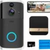 Merkloos LBP Video Deurbel Met HD Camera En Wifi - Zwart - Draadloos - Met Gong, 3 Oplaadbare Batterijen En 32GB Geheugenkaart