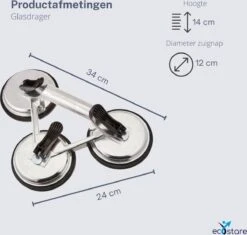 Professionele Aluminium Zuignap - Glasdrager - Glasplaatdrager - Tegelzuignap - Drie Zuignappen - 155 Kg -Makita || Merkloos || Stanley Verkoopwinkel 1200x1142