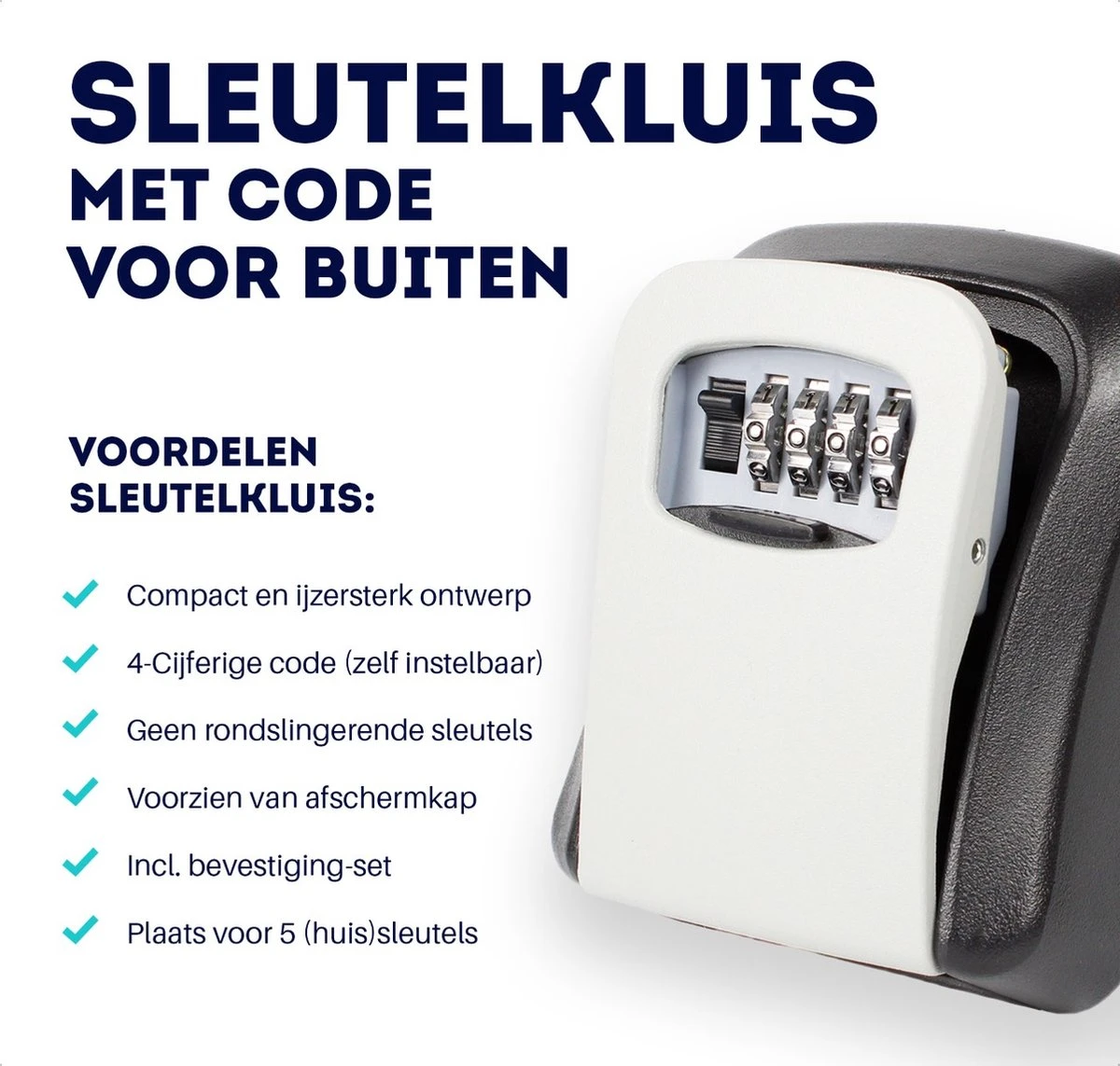 Sleutelkluis Met Code Voor Buiten – Sleutelkastje Met Cijferslot Voor Thuiszorg – Metaal – Wandmontage – Zwart/Grijs 2 Sleutelkluis Met Code Voor Buiten – Sleutelkastje Met Cijferslot Voor Thuiszorg – Metaal – Wandmontage – Zwart/Grijs - Afbeelding 2