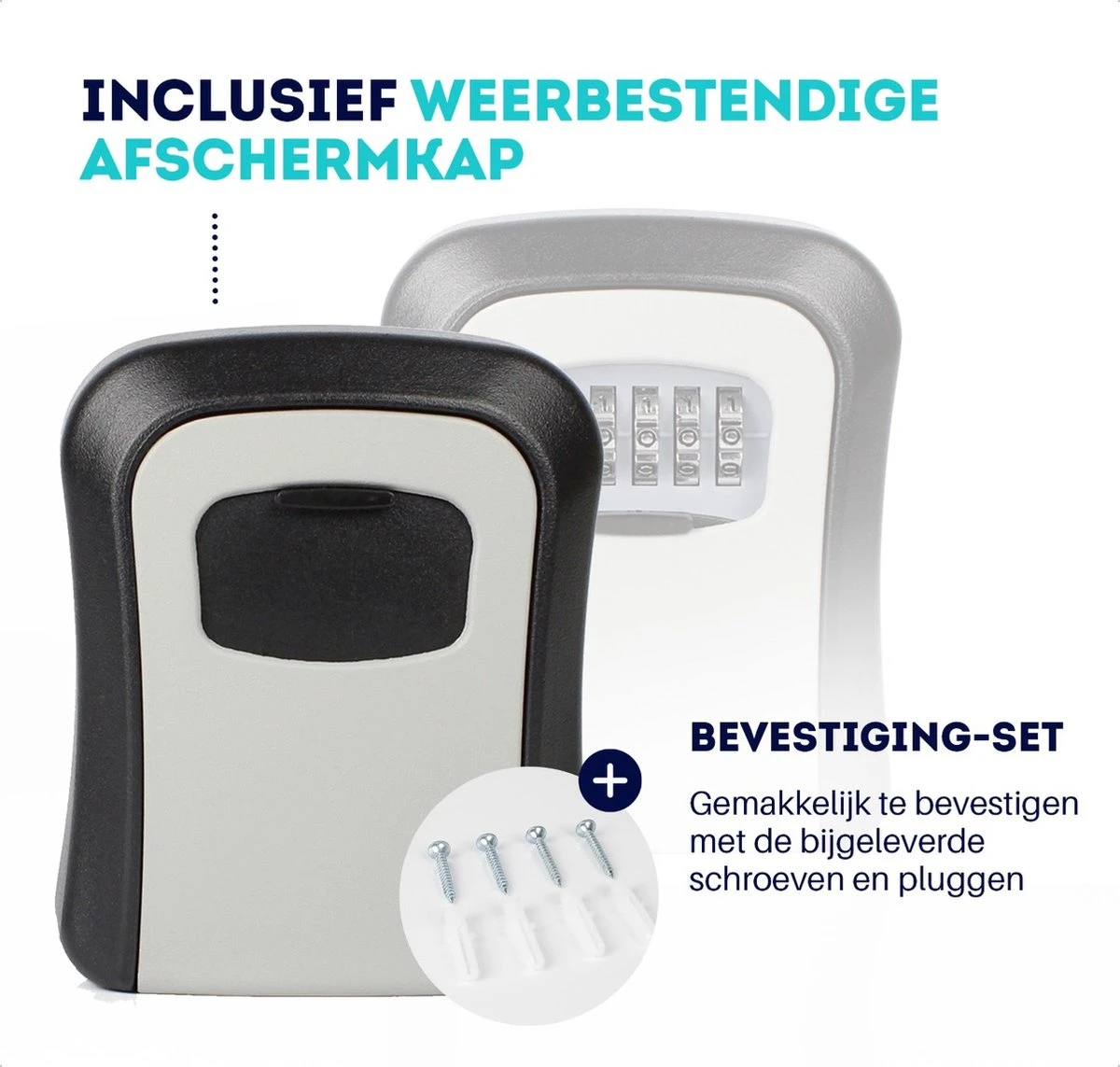 Sleutelkluis Met Code Voor Buiten – Sleutelkastje Met Cijferslot Voor Thuiszorg – Metaal – Wandmontage – Zwart/Grijs 4 Sleutelkluis Met Code Voor Buiten – Sleutelkastje Met Cijferslot Voor Thuiszorg – Metaal – Wandmontage – Zwart/Grijs - Afbeelding 4
