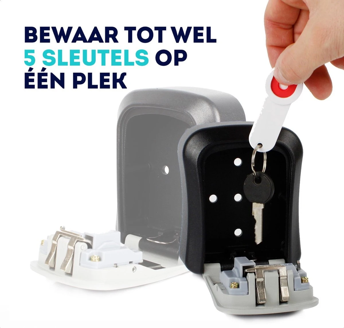 Sleutelkluis Met Code Voor Buiten – Sleutelkastje Met Cijferslot Voor Thuiszorg – Metaal – Wandmontage – Zwart/Grijs 5 Sleutelkluis Met Code Voor Buiten – Sleutelkastje Met Cijferslot Voor Thuiszorg – Metaal – Wandmontage – Zwart/Grijs - Afbeelding 5