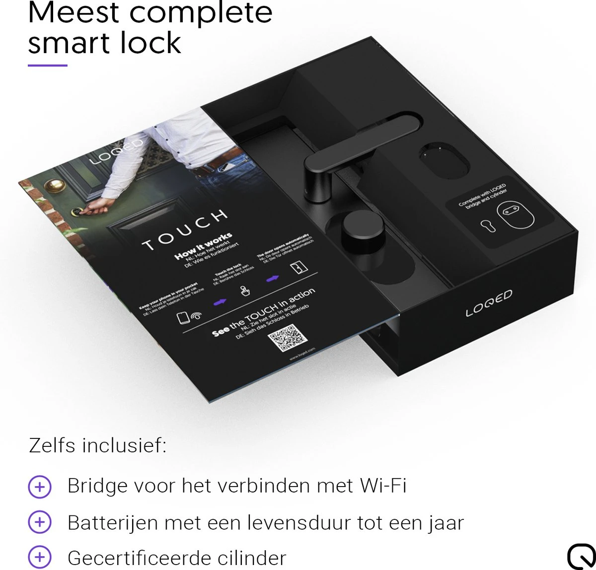 LOQED Touch Smart Lock - Slim Deurslot - Met Smart Home Integratie - Bridge, Cilinder & Codetoegang - Zwart 12 LOQED Touch Smart Lock - Slim Deurslot - Met Smart Home Integratie - Bridge, Cilinder & Codetoegang - Zwart - Afbeelding 12