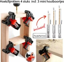 Houtklem Set 4 St 60/90/120 Graden-Lijmklem-Haakse Klemmen-Houtgereedschap-Toolsformen-inclusief 3 Houtboortjes -Makita || Merkloos || Stanley Verkoopwinkel 1200x1148 7