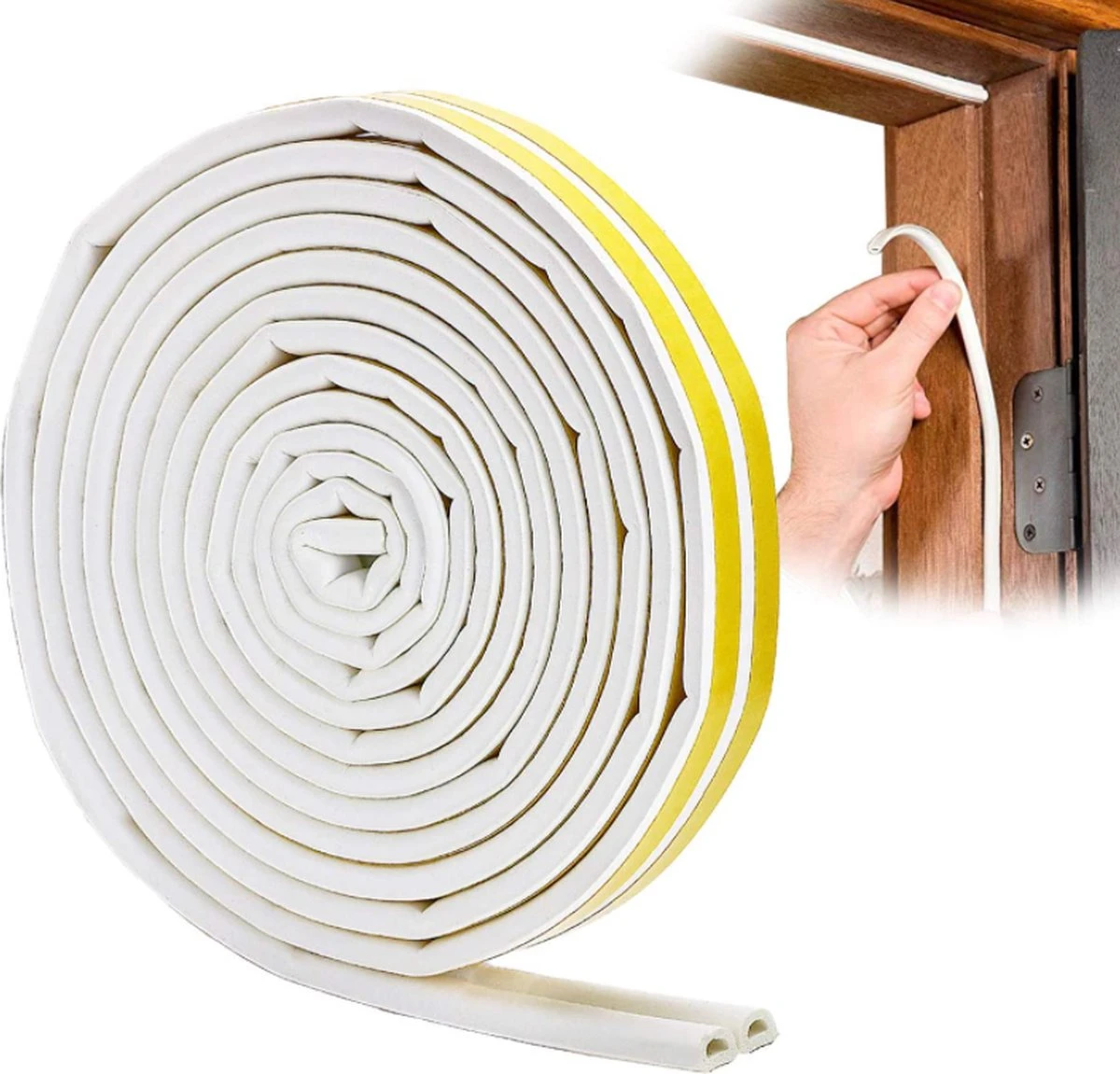 Simple Fix Tochtstrip - 10M X 9MM - Tochtstrips Voor Deuren - Tochtstopper - Tochtband - Tochtrol - Zelfklevend En Isolerend - D-profiel - Wit 2 Simple Fix Tochtstrip - 10M X 9MM - Tochtstrips Voor Deuren - Tochtstopper - Tochtband - Tochtrol - Zelfklevend En Isolerend - D-profiel - Wit - Afbeelding 2