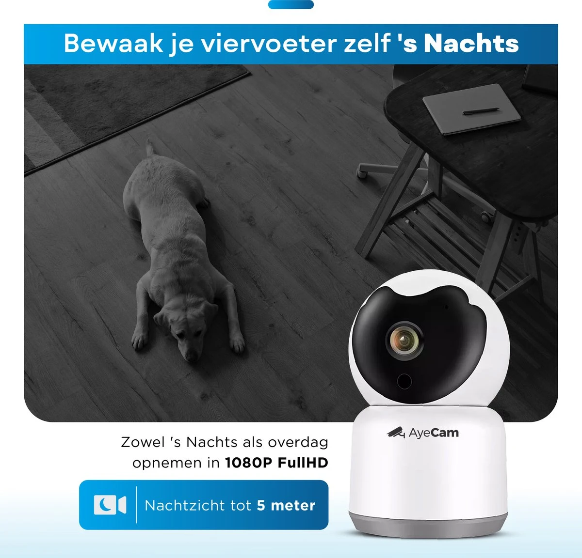 AyeCam Huisdiercamera - Met App - Incl. 32GB SD - WiFi - Beweeg & Geluidsdetectie - Beveiligingscamera - Hondencamera 12 AyeCam Huisdiercamera - Met App - Incl. 32GB SD - WiFi - Beweeg & Geluidsdetectie - Beveiligingscamera - Hondencamera - Afbeelding 12