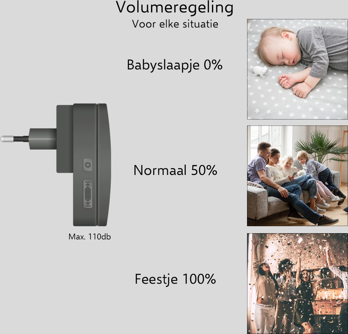 ELRO DB3000 Draadloze Deurbel Set – Plug-in Ontvanger - Bereik 300 Meter - IP65 Waterdicht - 64 Melodieën - Zwart 6 ELRO DB3000 Draadloze Deurbel Set – Plug-in Ontvanger - Bereik 300 Meter - IP65 Waterdicht - 64 Melodieën - Zwart - Afbeelding 6