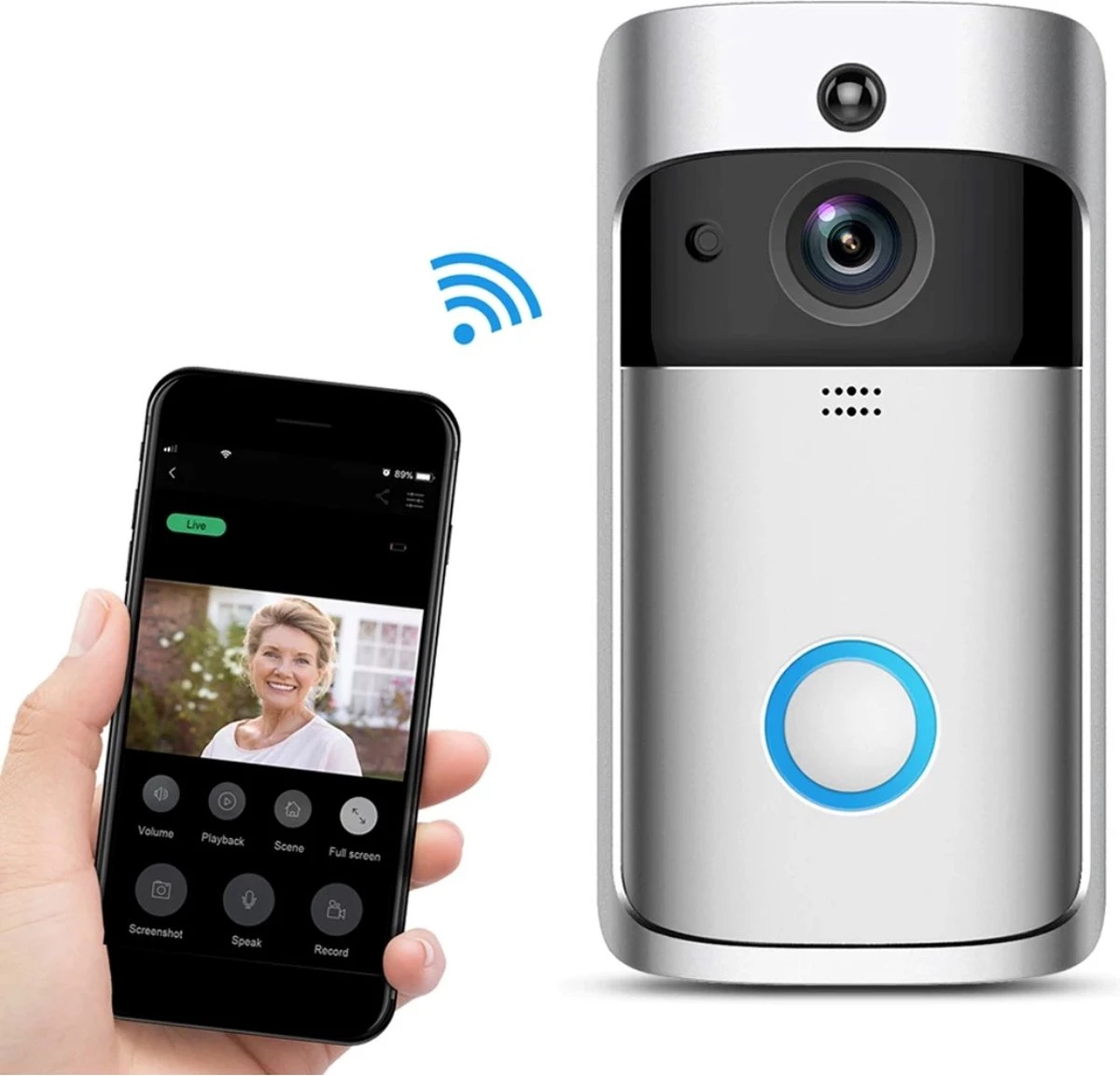 Casamix Deurbel- Zilver -Nederlandse & Engels Handleiding- Compleet Set (met Gong, 3 Oplaadbare Batterijen)-Draadloos Met Camera- HD WiFi Video Deurbel-Draadloos Via 2.4 Ghz Wifi - Opnemen Via Van ICloud (betaald) - 6 Casamix Deurbel- Zilver -Nederlandse & Engels Handleiding- Compleet Set (met Gong, 3 Oplaadbare Batterijen)-Draadloos Met Camera- HD WiFi Video Deurbel-Draadloos Via 2.4 Ghz Wifi - Opnemen Via Van ICloud (betaald) - - Afbeelding 6