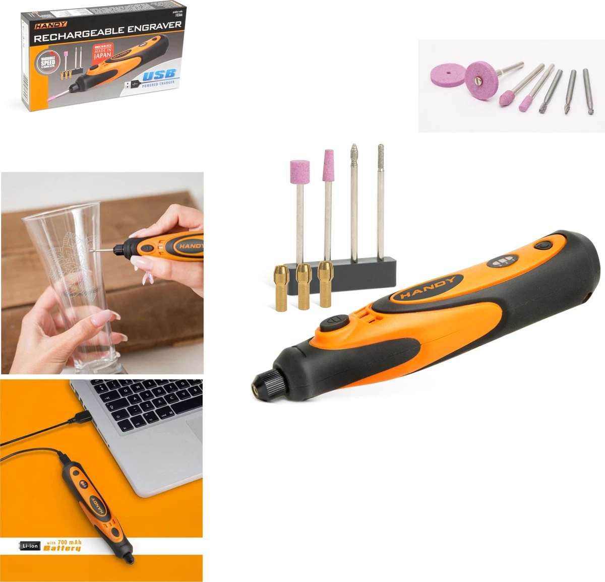 Handy - Professionele Draadloze Graveerpen / Graveermachine - USB Oplaadbaar - Elektrische Graveerset Inclusief 11 Frezen 2 Handy - Professionele Draadloze Graveerpen / Graveermachine - USB Oplaadbaar - Elektrische Graveerset Inclusief 11 Frezen - Afbeelding 2