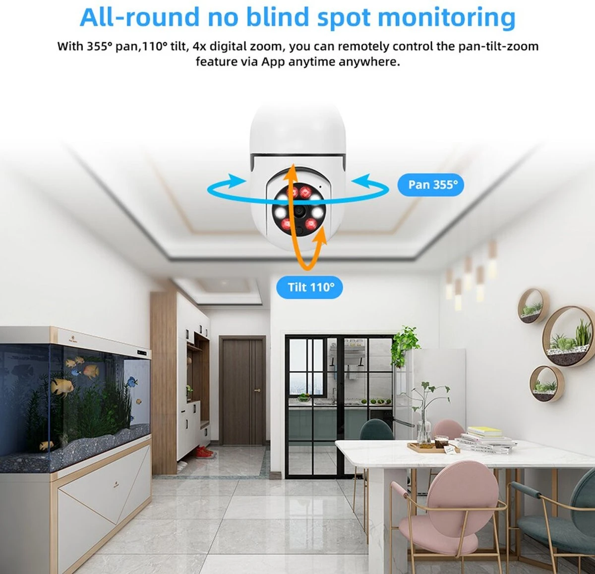 PuroTech Beveiligingscamera - IP Camera - E27 Dikke Fitting- Spy Camera - 2-Weg Audio - Beweeg En Geluidsdetectie - Nachtvisie - Draadloos - Huisdiercamera - Opslag In Cloud & App - Lamp Camera - 360 Graden Panoramisch 6 PuroTech Beveiligingscamera - IP Camera - E27 Dikke Fitting- Spy Camera - 2-Weg Audio - Beweeg En Geluidsdetectie - Nachtvisie - Draadloos - Huisdiercamera - Opslag In Cloud & App - Lamp Camera - 360 Graden Panoramisch - Afbeelding 6