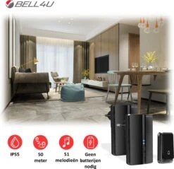Bell4U Draadloze Deurbel Met 2 Ontvangers - Plug & Play - Beldrukker Heeft Geen Batterijen Nodig - IP55 Waterdicht - Zwart 9 Bell4U Draadloze Deurbel Met 2 Ontvangers - Plug & Play - Beldrukker Heeft Geen Batterijen Nodig - IP55 Waterdicht - Zwart -Makita || Merkloos || Stanley Verkoopwinkel 1200x1160 23
