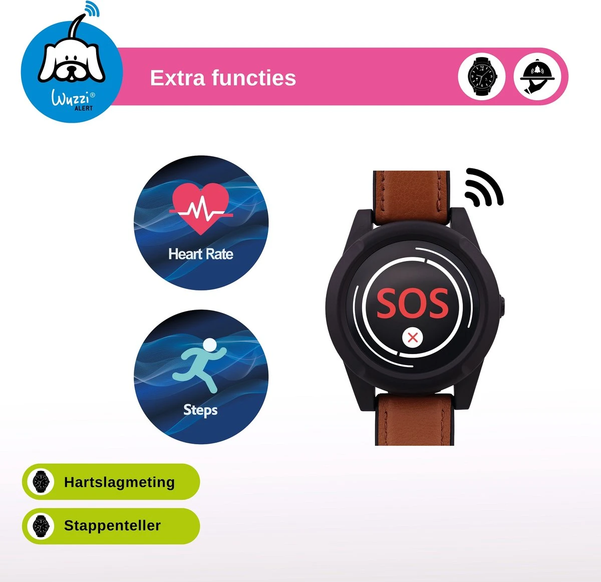 Wuzzi Watch Orion - Personenalarmering Voor Binnen En Buiten - Senioren Alarm - Sportief Alarmhorloge - Bruin 6 Wuzzi Watch Orion - Personenalarmering Voor Binnen En Buiten - Senioren Alarm - Sportief Alarmhorloge - Bruin - Afbeelding 6