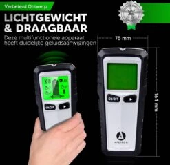 Apeiron Digitale Leidingzoeker - 5 In 1 Detector Voor Muren - Hout, Metaal, Leidingen, Bedrading - Zwart/Zilver - Inclusief Batterij 10 Apeiron Digitale Leidingzoeker - 5 In 1 Detector Voor Muren - Hout, Metaal, Leidingen, Bedrading - Zwart/Zilver - Inclusief Batterij -Makita || Merkloos || Stanley Verkoopwinkel 1200x1163 4
