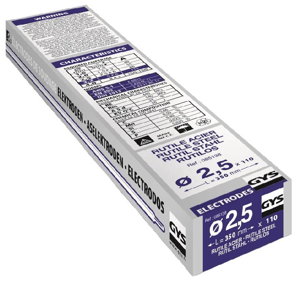 GYS Laselektrode 110 Stuk(s) (Ø X L) 2.5 Mm X 350 Mm 80 A (max.) 3 GYS Laselektrode 110 Stuk(s) (Ø X L) 2.5 Mm X 350 Mm 80 A (max.) - Afbeelding 3