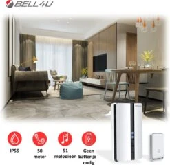 Bell4U Draadloze Deurbel Met 1 Ontvanger - Plug & Play - Beldrukker Heeft Geen Batterijen Nodig - IP55 Waterdicht - Wit -Makita || Merkloos || Stanley Verkoopwinkel 1200x1165 15