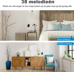 Santel Draadloze Deurbel Met 2 Ontvangers – Deurbel Draadloos - Deurbellen – Wireless Doorbell - IP44 Waterdicht -Makita || Merkloos || Stanley Verkoopwinkel 1200x1166 17