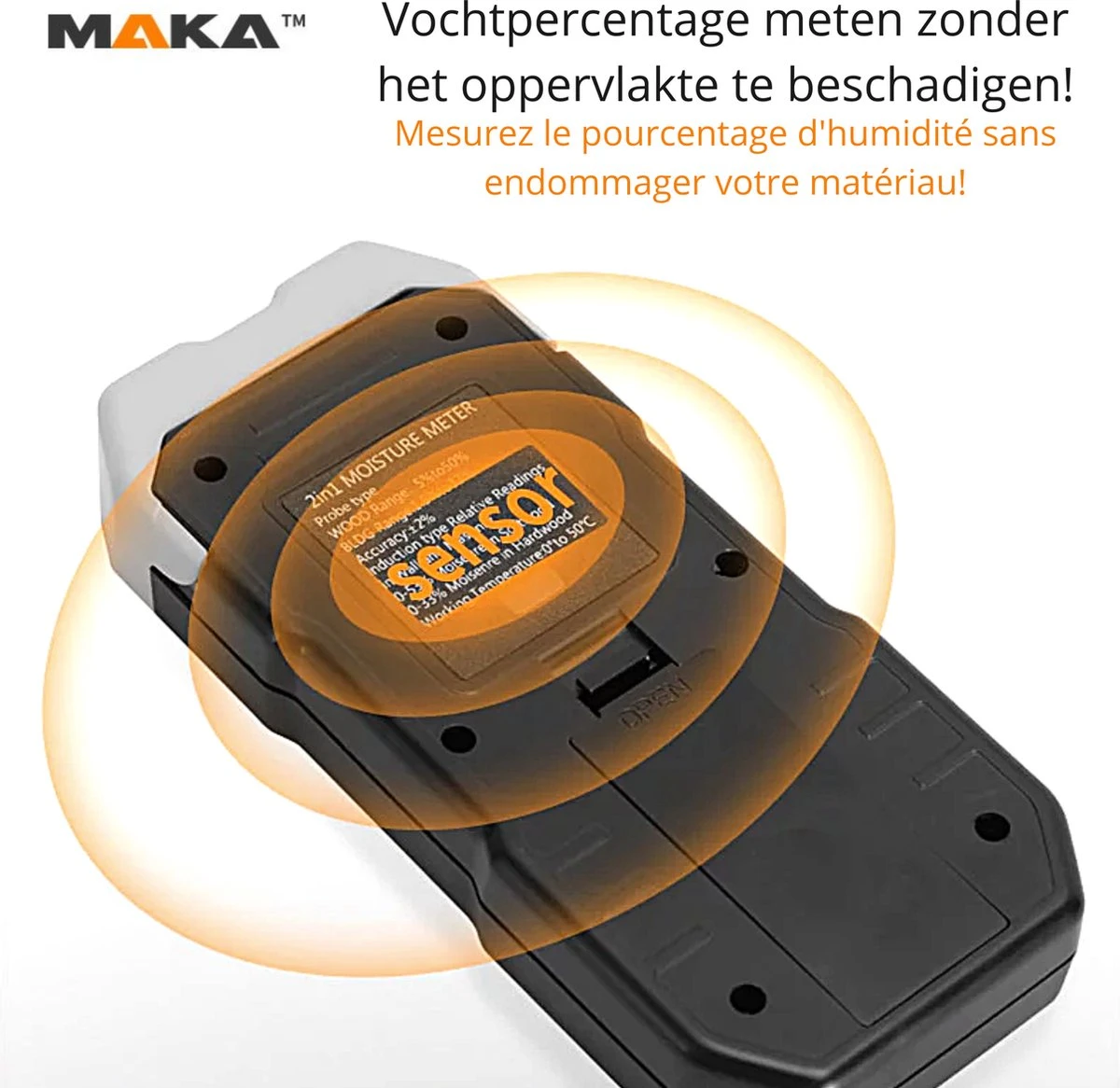 MAKA 2 In 1 Digitale Vochtmeter - Voor Hout En Bouwmaterialen 2 MAKA 2 In 1 Digitale Vochtmeter - Voor Hout En Bouwmaterialen - Afbeelding 2