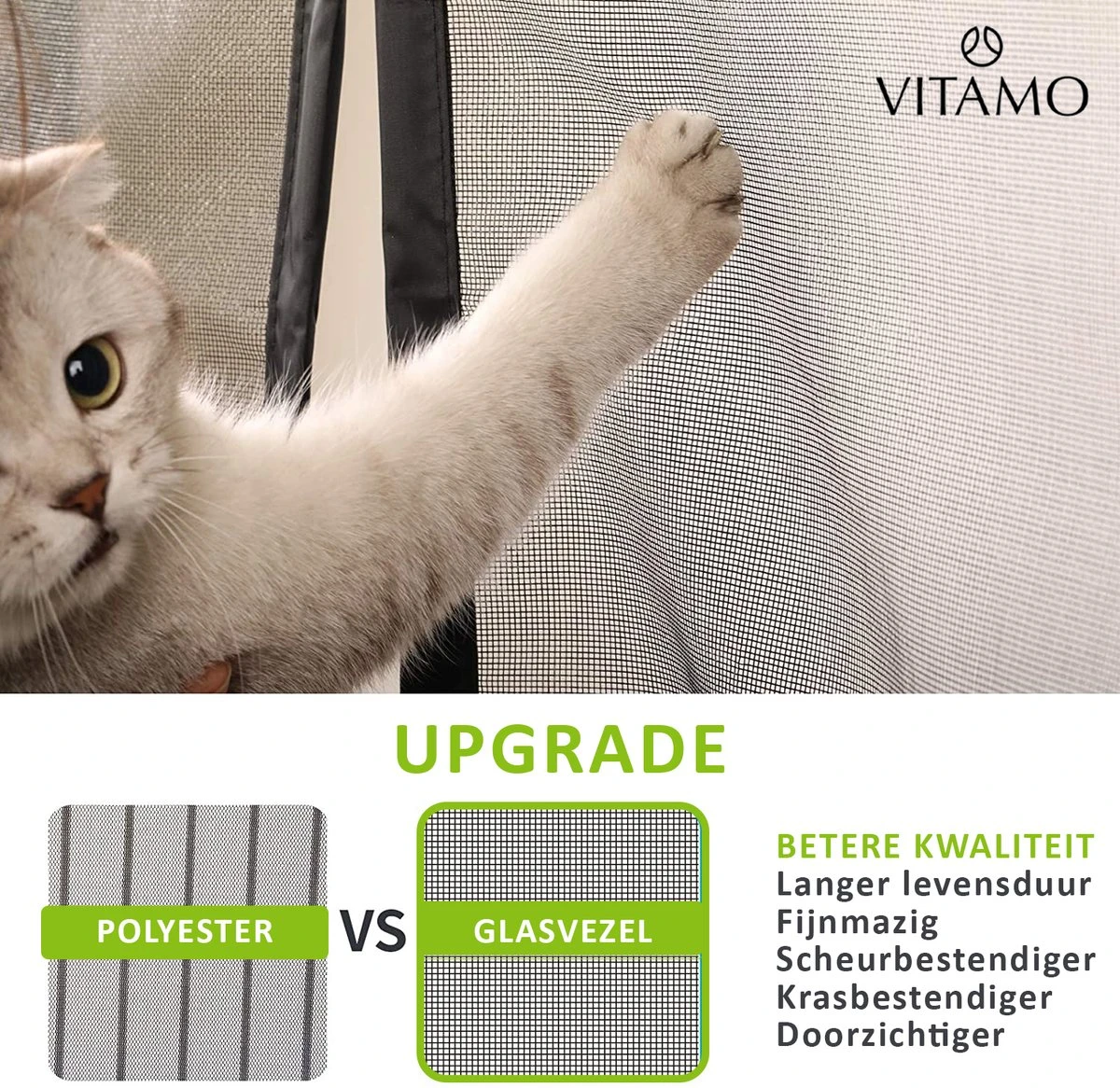 VITAMO Magnetisch Vliegengordijn - Premium Glasvezel Horgordijn - Deurhor - Deurgordijn - 210 X 101 Cm - Wit 4 VITAMO Magnetisch Vliegengordijn - Premium Glasvezel Horgordijn - Deurhor - Deurgordijn - 210 X 101 Cm - Wit - Afbeelding 4