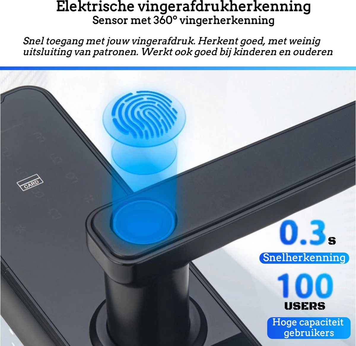 Horizun° Smart Doorlock - Werkt Op Vingerafdruk - Bluethooth Deurslot - Deurklink Met App En Wi-Fi - Intelligent Smartlock - Codevergrendeling - Kantoorslot - Meerdere Gebruikers - Anti-Diefstal - RoHS Goedgekeurd 3 Horizun° Smart Doorlock - Werkt Op Vingerafdruk - Bluethooth Deurslot - Deurklink Met App En Wi-Fi - Intelligent Smartlock - Codevergrendeling - Kantoorslot - Meerdere Gebruikers - Anti-Diefstal - RoHS Goedgekeurd - Afbeelding 3
