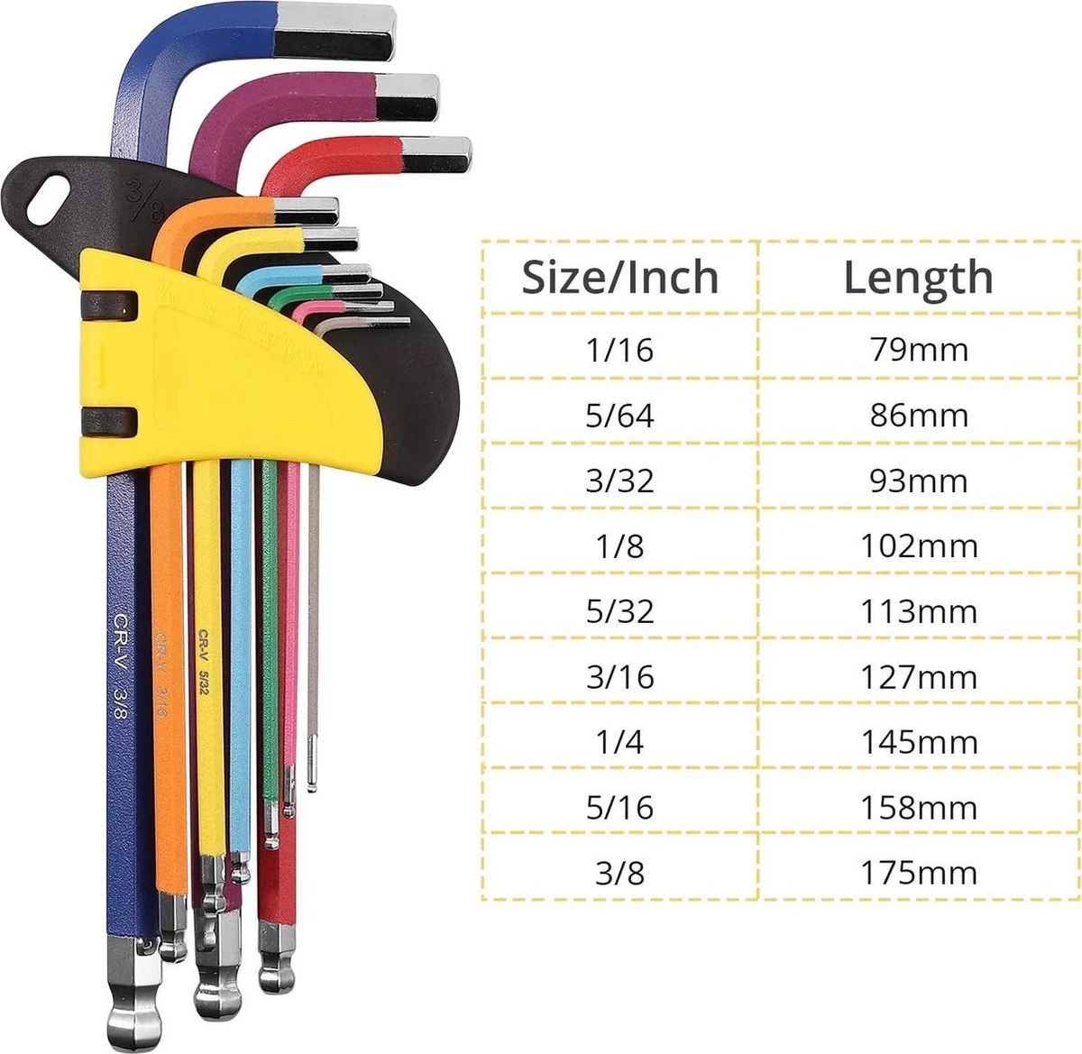 Inbussleutelset 9-delig - Inbus Key Set - 9-delige L-vormige Inbussleutelset 2 Inbussleutelset 9-delig - Inbus Key Set - 9-delige L-vormige Inbussleutelset - Afbeelding 2