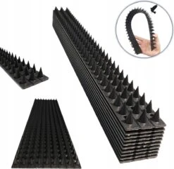 Merkloos TOPEQ Zwarte Anti-klimstrip - Anti Inbraak - Tegen Katten , Vogels - 10 Stuks 50cm ( 5meter ) - Overklimbeveiliging - Katten Verjagen - Prikka Strip - Hekpunten - Vogelpinnen