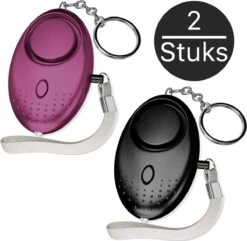 Merkloos 2 Stuks | 140 DB | Persoonlijk Zakalarm | Met Zaklamp | Sleutelhanger | Paniekalarm | Veiligheid Alarm Persoonlijke Alarmknop | Incl. Batterij | Zelfverdediging Sirene | Voor Vrouwen, Meisjes En Ouderen