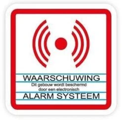 Merkloos Beveiligingssticker. Alarm Systeem Sticker. 12 Stuks. Transparant Met Witte Deklaag Voor Binnenkant Raam. 8 Cm X 8 Cm. B1202T