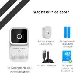 George Napoli Video Deurbel - Draadloze Deurbel – Deurbel Met Camera - WiFi Deurbel - Infrarood - USB C Oplaadbaar - Met Gong - Wit 16 George Napoli Video Deurbel - Draadloze Deurbel – Deurbel Met Camera - WiFi Deurbel - Infrarood - USB C Oplaadbaar - Met Gong - Wit -Makita || Merkloos || Stanley Verkoopwinkel 1200x1174 24