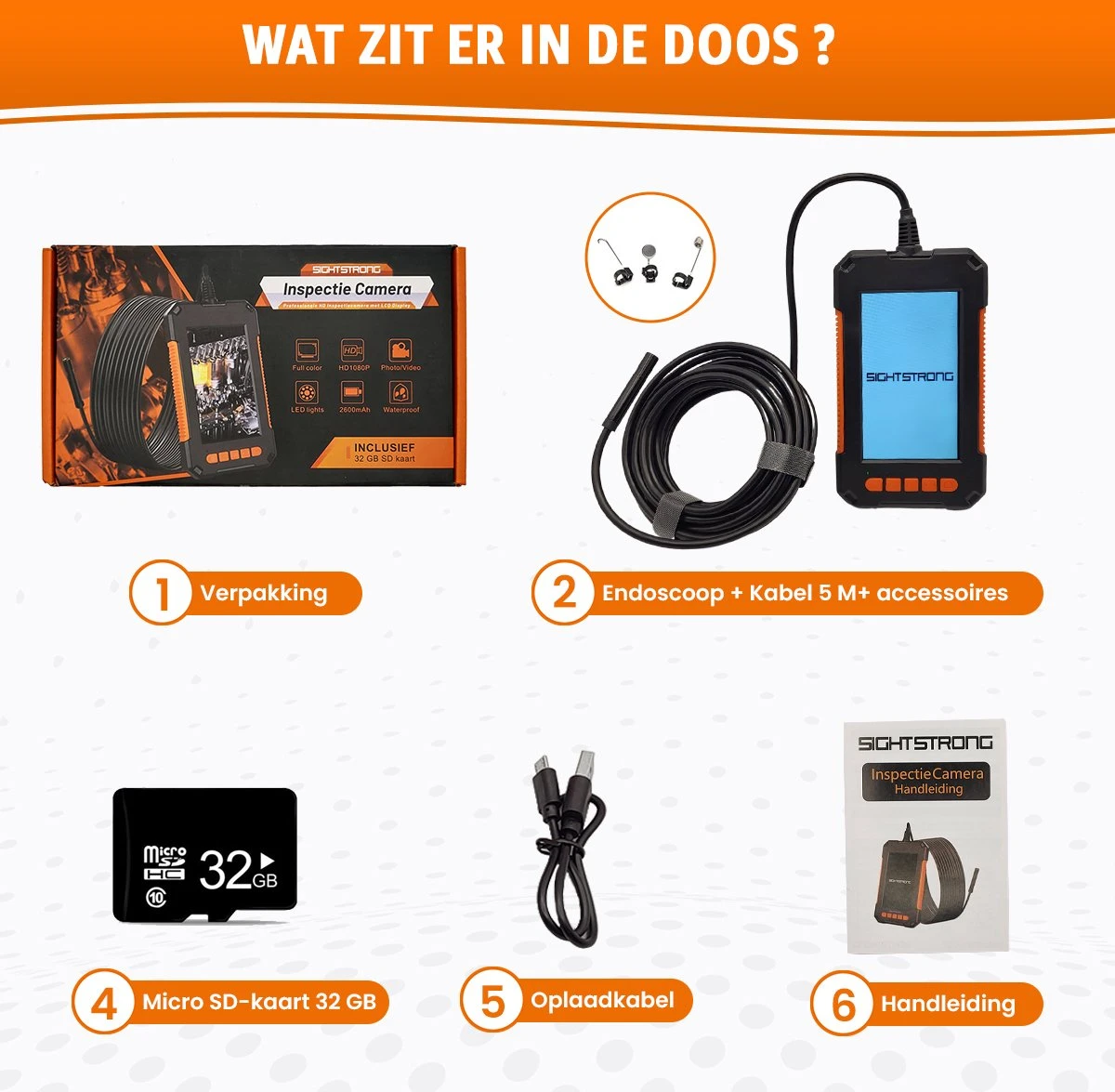 Sightstrong Inspectiecamera Met Scherm 5M - 1080P HD - 4.3 Inch LCD Scherm - Incl. 32GB SD-Kaart- IP67 Waterdicht - LED Verlichting - Endoscoop - Inspectie Camera 7 Sightstrong Inspectiecamera Met Scherm 5M - 1080P HD - 4.3 Inch LCD Scherm - Incl. 32GB SD-Kaart- IP67 Waterdicht - LED Verlichting - Endoscoop - Inspectie Camera - Afbeelding 7