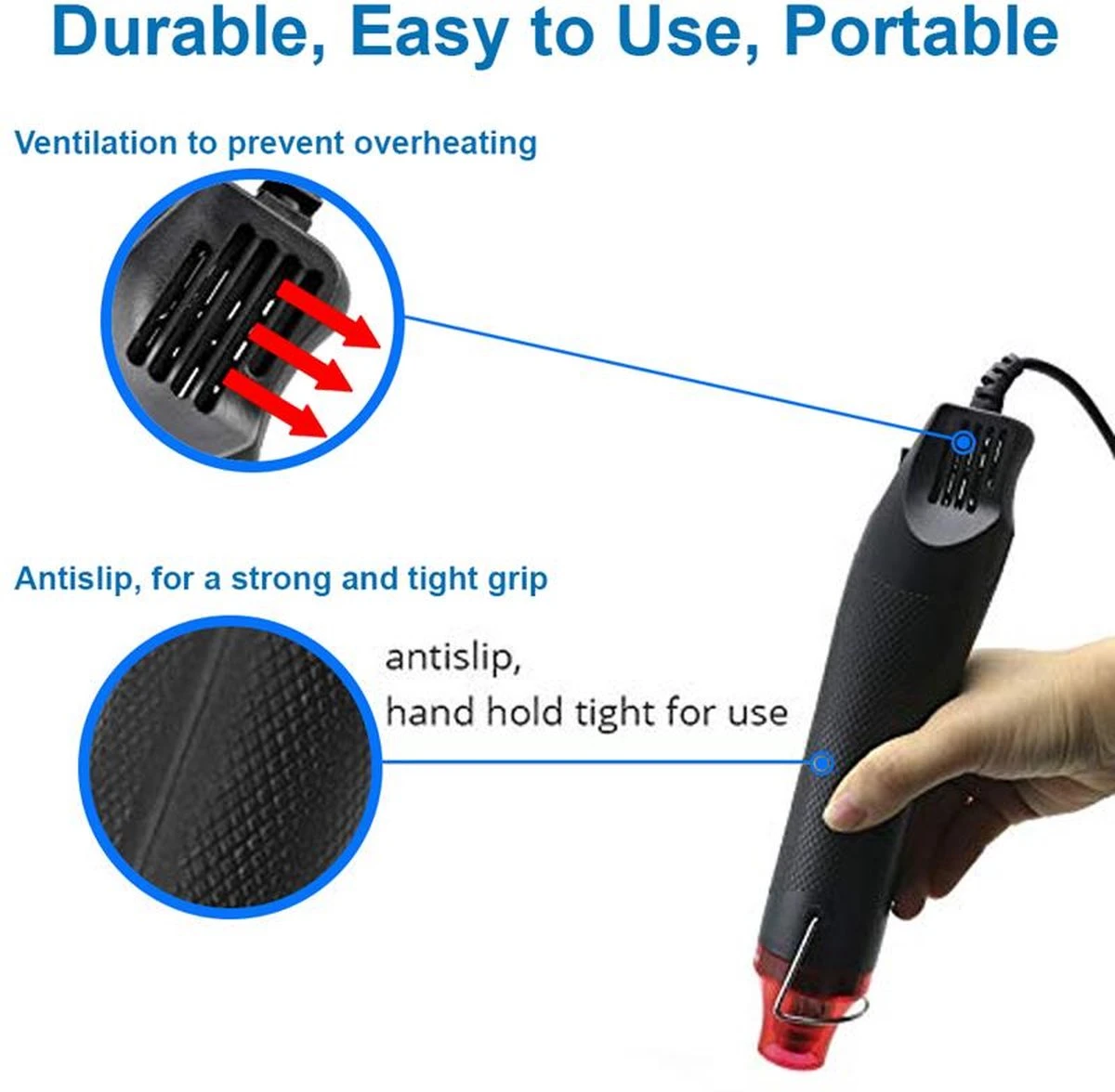 MMOBIEL Heteluchtpistool / Verfafbrander 300W 200°C – Hittepistool – Heatgun – Warmtepistool 3 MMOBIEL Heteluchtpistool / Verfafbrander 300W 200°C – Hittepistool – Heatgun – Warmtepistool - Afbeelding 3
