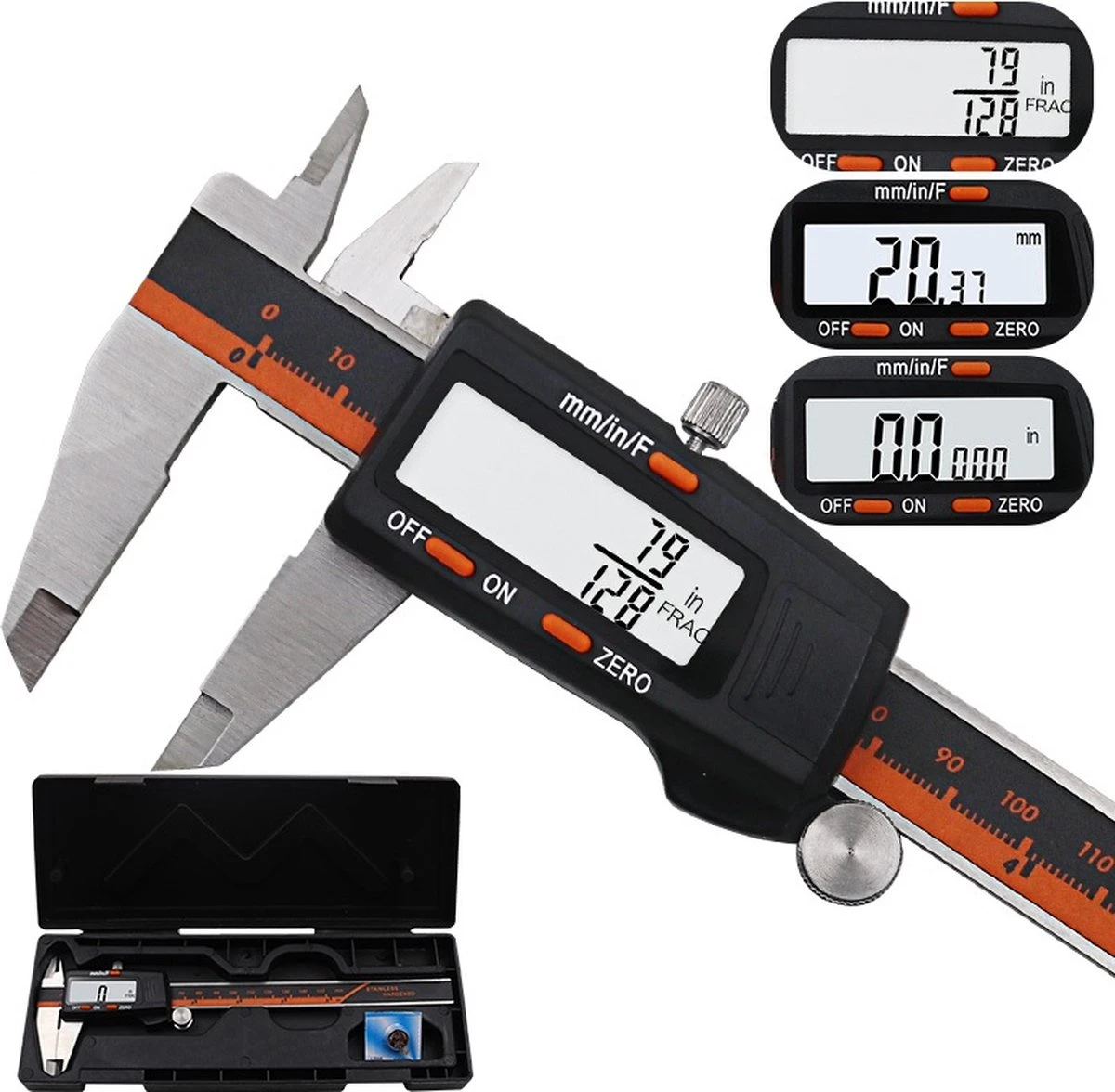 Professionele Digitale Schuifmaat | Zware Kwaliteit | 0 - 150mm | RVS | Nauwkeurige Metingen | In Opbergbox | Batterij | Handleiding | 3 Professionele Digitale Schuifmaat | Zware Kwaliteit | 0 - 150mm | RVS | Nauwkeurige Metingen | In Opbergbox | Batterij | Handleiding | - Afbeelding 3