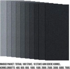 Propapier - Schuurpapier Voordeelset - 100 Stuks - Korrel P400 P600 P800 P1000 P1500 P2000 P2500 P3000 P5000 P7000 /Auto Polijsten / Meubels -Makita || Merkloos || Stanley Verkoopwinkel 1200x1178 24
