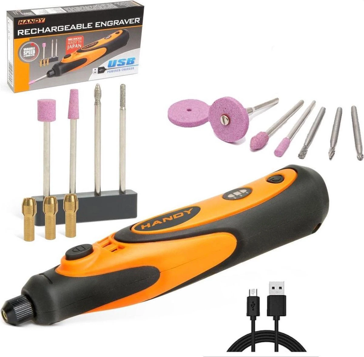 Handy - Professionele Draadloze Graveerpen / Graveermachine - USB Oplaadbaar - Elektrische Graveerset Inclusief 11 Frezen 1 Handy - Professionele Draadloze Graveerpen / Graveermachine - USB Oplaadbaar - Elektrische Graveerset Inclusief 11 Frezen