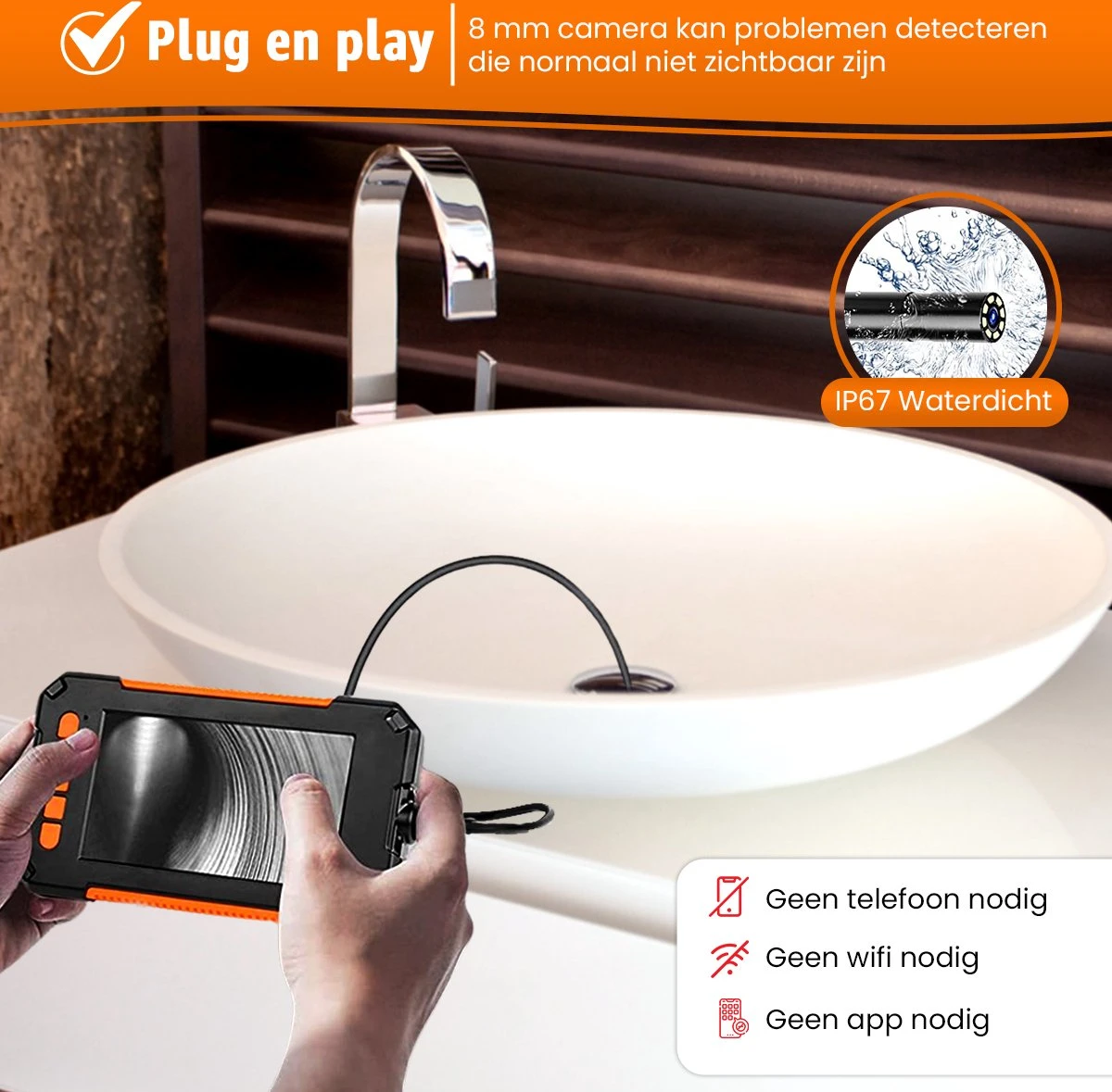 Sightstrong Inspectiecamera Met Scherm 5M - 1080P HD - 4.3 Inch LCD Scherm - Incl. 32GB SD-Kaart- IP67 Waterdicht - LED Verlichting - Endoscoop - Inspectie Camera 2 Sightstrong Inspectiecamera Met Scherm 5M - 1080P HD - 4.3 Inch LCD Scherm - Incl. 32GB SD-Kaart- IP67 Waterdicht - LED Verlichting - Endoscoop - Inspectie Camera - Afbeelding 2