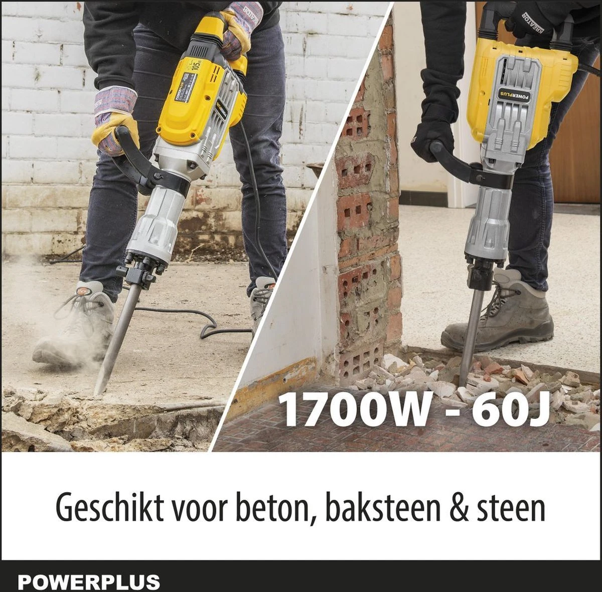 Powerplus POWX11861 Breekhamer - 1700W - 60 Joule - SDS Hex - Trilling Reductie - Incl. Gereedschapskoffer Met Wielen En 2 Beitels - Voor Beton En Steen 6 Powerplus POWX11861 Breekhamer - 1700W - 60 Joule - SDS Hex - Trilling Reductie - Incl. Gereedschapskoffer Met Wielen En 2 Beitels - Voor Beton En Steen - Afbeelding 6