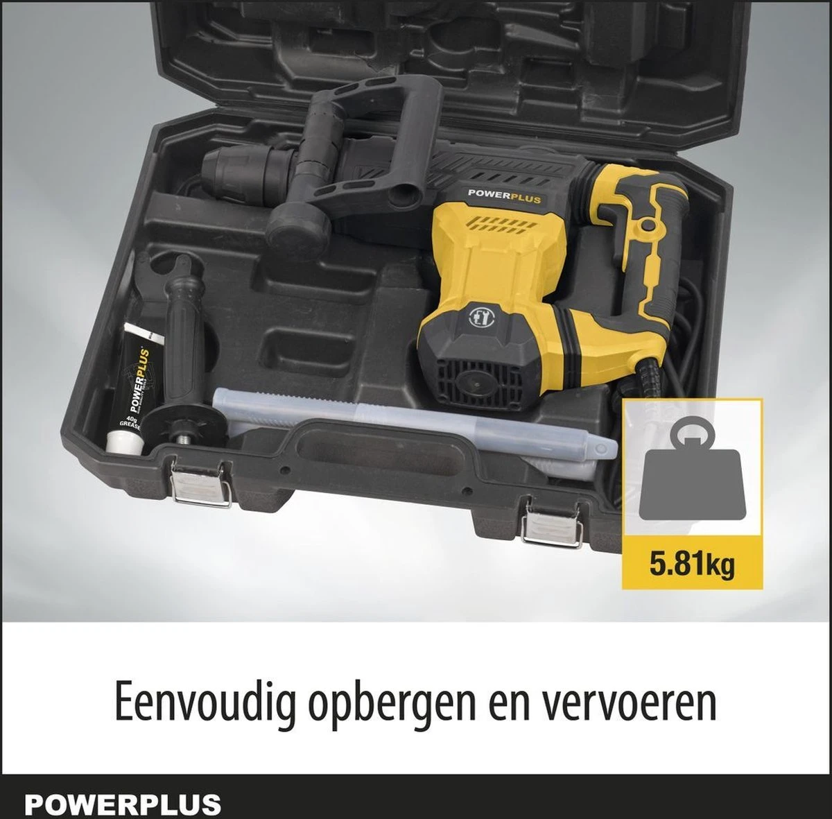 Powerplus POWX11831 Breekhamer - Boorhamer - Hamerboor En Beitel - 1300W - 18 Joule - SDS Max - Incl. Gereedschapskoffer En 2 Beitels - Voor Beton En Steen 4 Powerplus POWX11831 Breekhamer - Boorhamer - Hamerboor En Beitel - 1300W - 18 Joule - SDS Max - Incl. Gereedschapskoffer En 2 Beitels - Voor Beton En Steen - Afbeelding 4