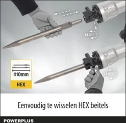 Powerplus POWX11861 Breekhamer - 1700W - 60 Joule - SDS Hex - Trilling Reductie - Incl. Gereedschapskoffer Met Wielen En 2 Beitels - Voor Beton En Steen 9 Powerplus POWX11861 Breekhamer - 1700W - 60 Joule - SDS Hex - Trilling Reductie - Incl. Gereedschapskoffer Met Wielen En 2 Beitels - Voor Beton En Steen -Makita || Merkloos || Stanley Verkoopwinkel 1200x1181 14