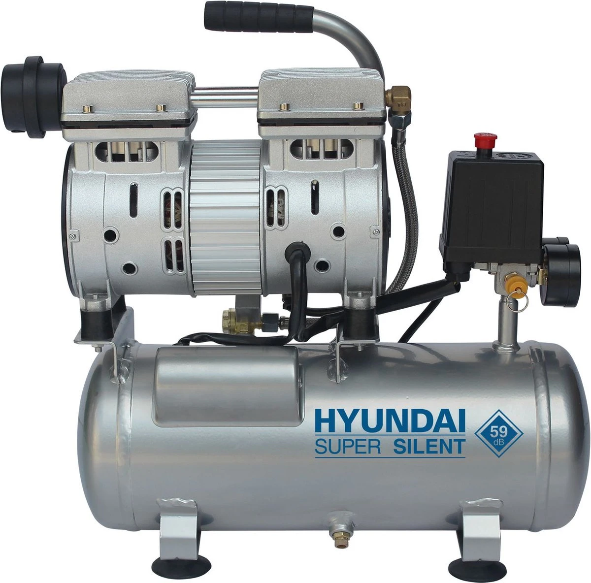 Hyundai Stille 59dB Compressor 6 Liter - 8 BAR Olievrij Low Noise - 'Super Silent’ 1 Hyundai Stille 59dB Compressor 6 Liter - 8 BAR Olievrij Low Noise - 'Super Silent’