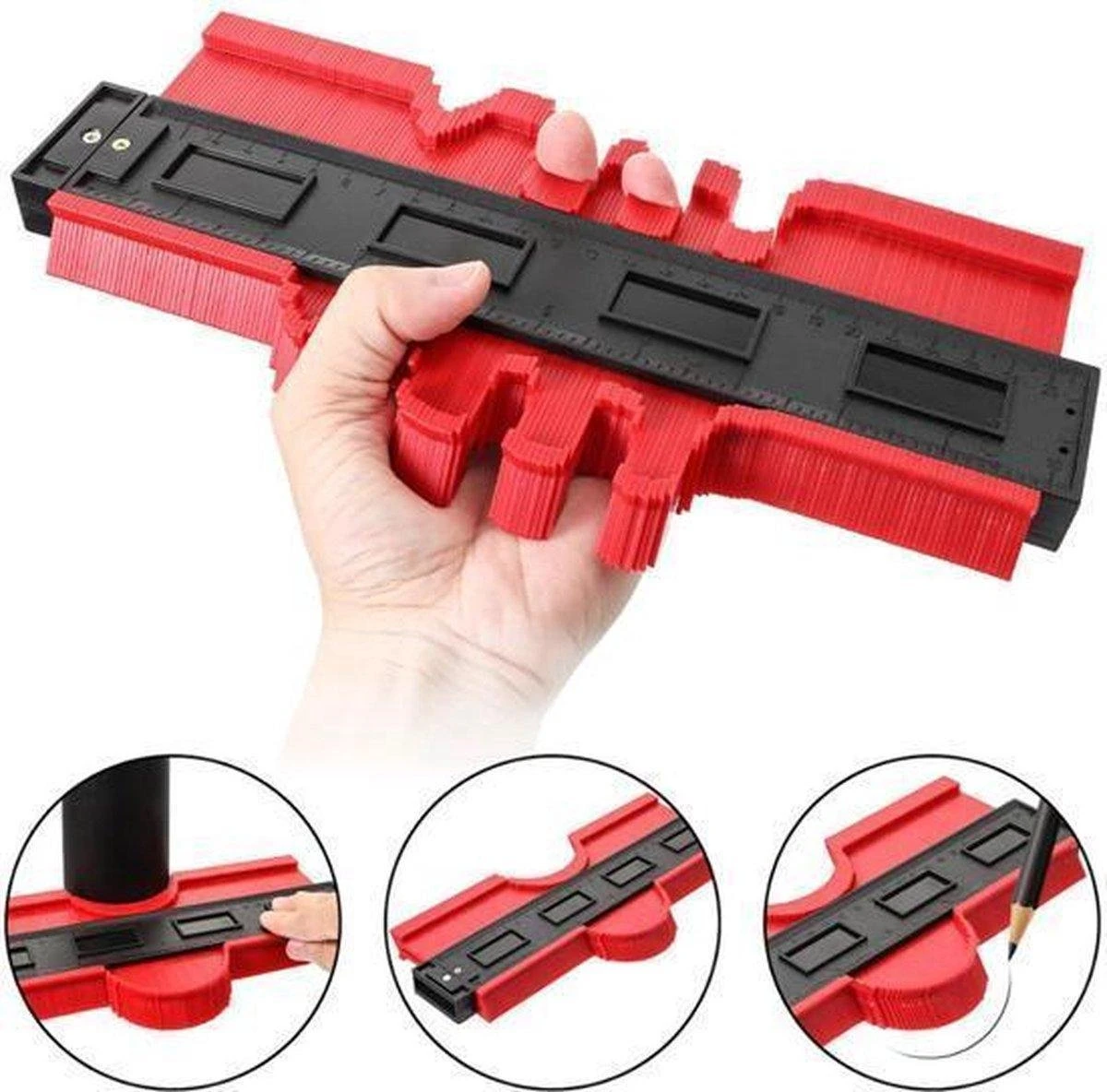 Merkloos A+ Aftekenhulp - Contourmal - Profielmal - Meetgereedschap - Profielmeter - 25CM - Schuifmaat ROOD 4 Merkloos A+ Aftekenhulp - Contourmal - Profielmal - Meetgereedschap - Profielmeter - 25CM - Schuifmaat ROOD - Afbeelding 4