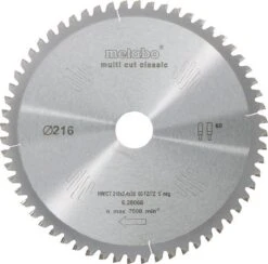 Metabo 628066000 Multi Cut Cirkelzaagblad - 216 X 30 X 60T - Hout / Epoxy / Aluminium / Kunststof